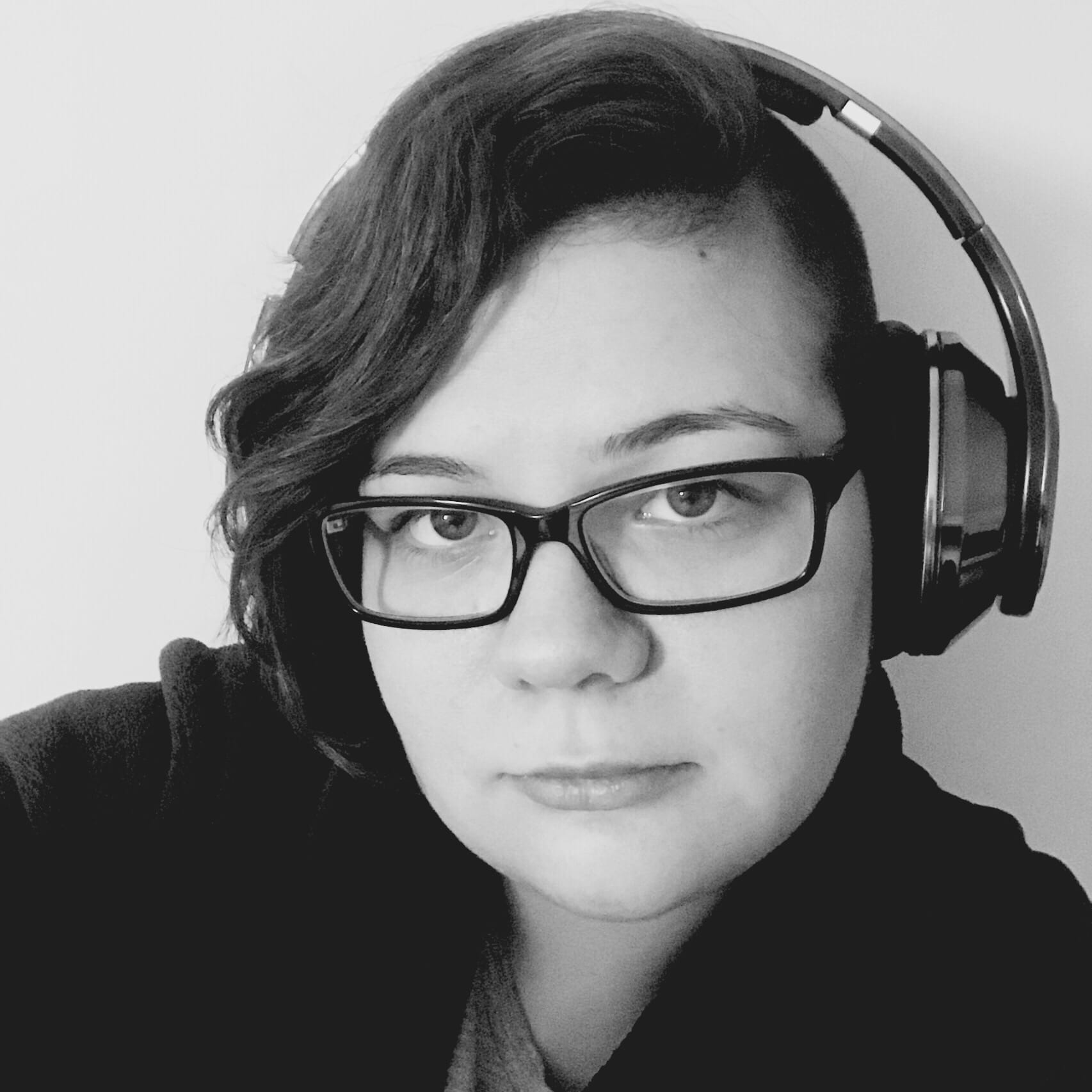 Kirsty in headphones
